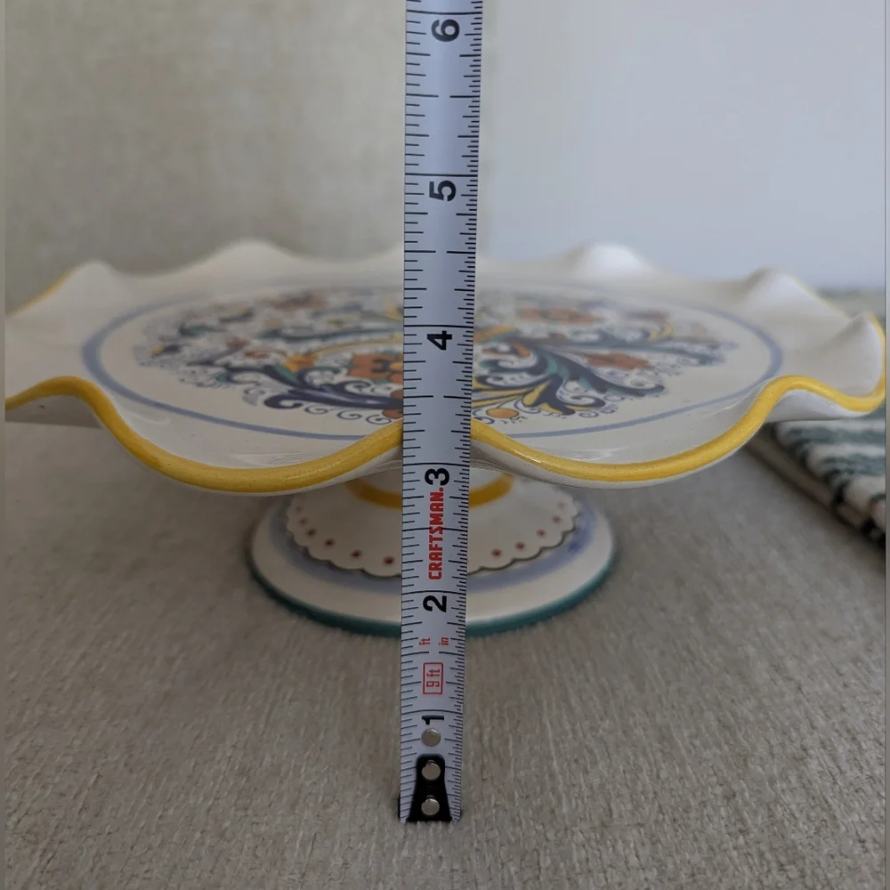 Ceramica Nova Deruta Hand Painted Cake Stand Made In Italy